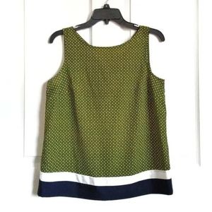 Loft - Tie Back Shell Sleeveless Top | Size Medium Petite | Navy & Lime